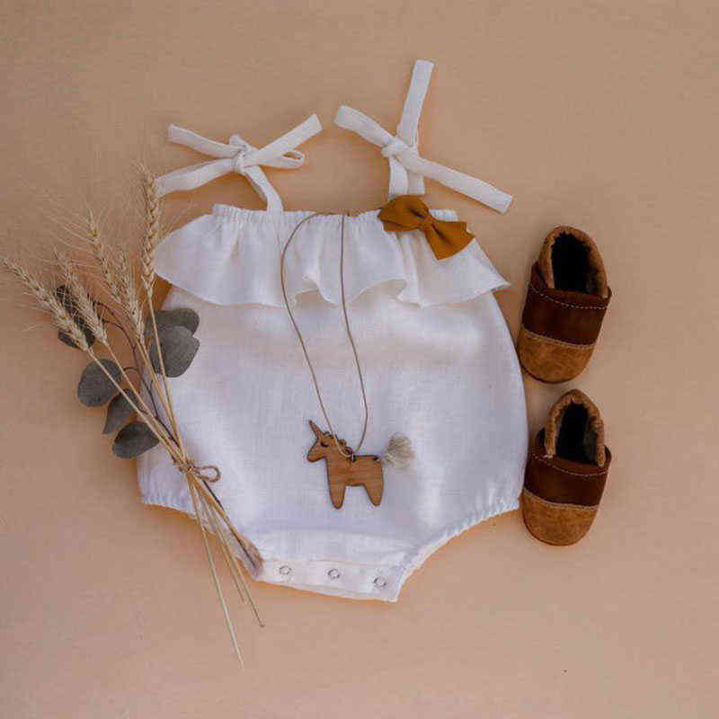 Melario New Summer Baby Girl Clothes Vintage Newborn Baby Girl Rompers 0-2Y Backless Cotton Baby Girl One-piece Jumpsuit Summer G220218
