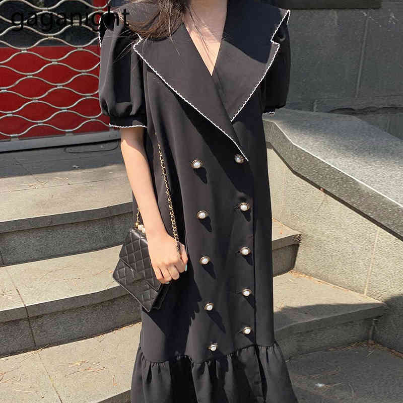 Gaganight Summer French style Long Dress Ruffled Puff Sleeve Party Dresses Women Buttons Turn-down Collar Loose Dress Robe 210519, Black
Gaganight Summer French style Long Dress Ruffled Puff Sleeve Party Dresses Women Buttons Turn-down Collar Loose Dress Robe 210519, Black