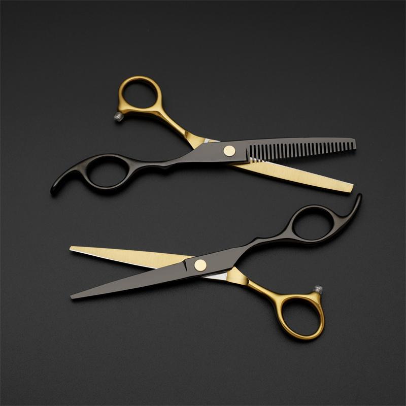 Hair Scissors 6 Inch Hairdressing Flat Cut Bangs Thinning Teeth Professional Barber Set