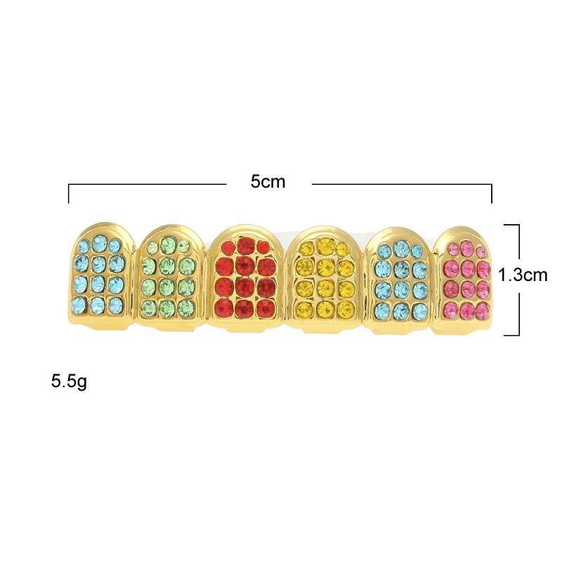 Iced Out Gold Grillz Teeth Dental Grills Colorful Simulation Diamond Fashion High Quality Mens Hip Hop Jewelry