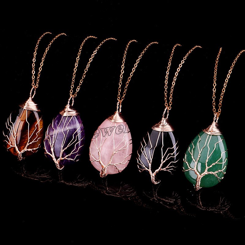 Tree Life Wire Necklace Pendants Wire Wrap Charms Natural Healing Stone Crystal Quartz Necklaces with Gold Link Chain for Women Jewelry Gift
Tree Life Wire Necklace Pendants Wire Wrap Charms Natural Healing Stone Crystal Quartz Necklaces with Gold Link Chain for Women Jewelry Gift