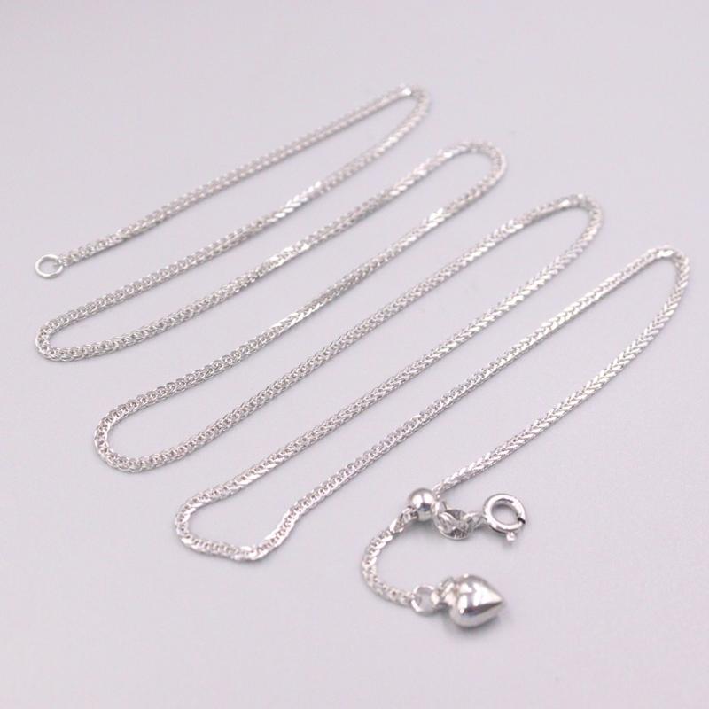 Chains Au750 Real 18K White Gold Chain For Women Female 1.2mm Shine Wheat Adjustable Heart Necklace 60cm/24inch Length, Silver 
Chains Au750 Real 18K White Gold Chain For Women Female 1.2mm Shine Wheat Adjustable Heart Necklace 60cm/24inch Length, Silver