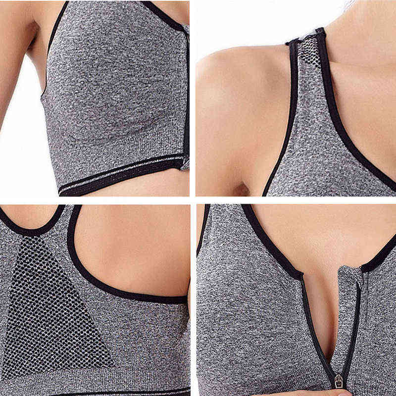 3pcs Push Up Bralette Bras For Women Seamless Bra with Padded Front Zipper Sport Brassiere Wirefree Bralette Fitness Tops 211217