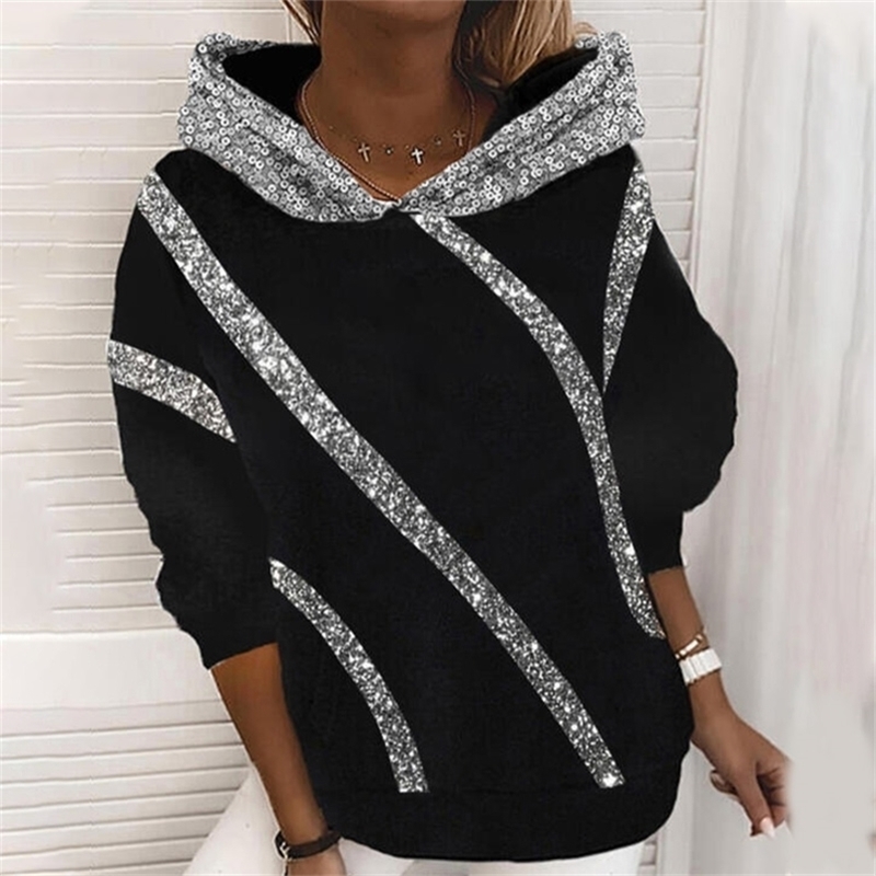 Sequin Striped Patchwork Women's Hoodies Sweatshirt Long Sleeve Hooded Sweatshirts Female Streetwear Casual Ladies Clothes 210524, Gray
Sequin Striped Patchwork Women's Hoodies Sweatshirt Long Sleeve Hooded Sweatshirts Female Streetwear Casual Ladies Clothes 210524, Gray