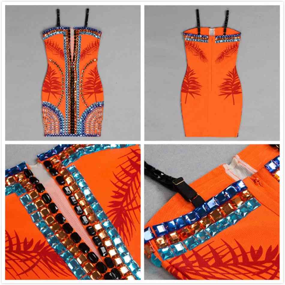 Free Kylie Jenner Hand Made Split Mesh Square Neck Crystal Embellished Back Zipper Beading Printed Bandage Mini Dresses 210524