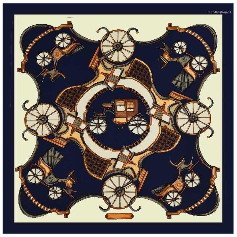 Scarves 100% Silk Scarf Women Euro Royal Horse Carriage Wrap Foulard Square Female Bandana Lady Gift1