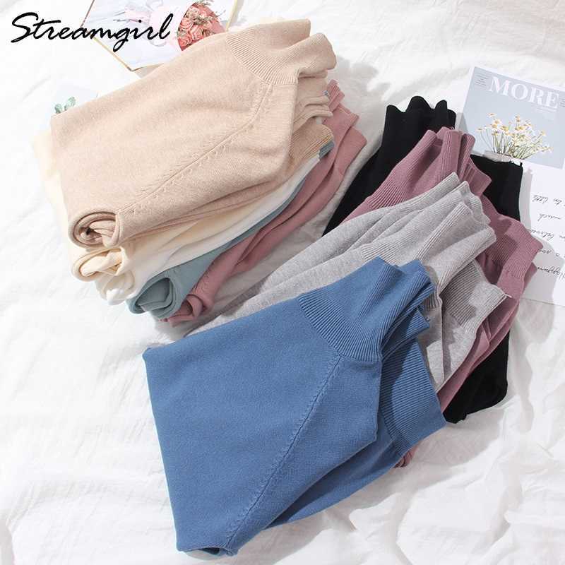 Women's Turtleneck Sweaters Autumn Winter Women's Jumper Knitted Pink Top Black Cashmere Sweater Women Turtleneck Pullovers 210918