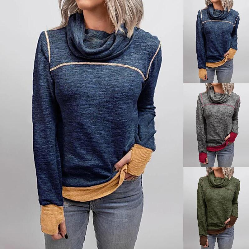 Women's T-Shirt Women Autumn Winter Patchwork Turtleneck Long Sleeve Sweatshirt Blouse Pullover Clothing, White
Women's T-Shirt Women Autumn Winter Patchwork Turtleneck Long Sleeve Sweatshirt Blouse Pullover Clothing, White
