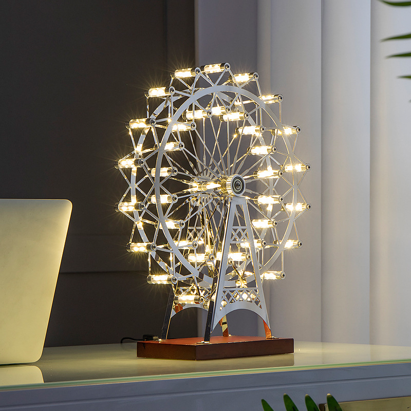 Nordic Personality Ferris Wheel Table Lamp Creative Home Decoration Ornaments Living Room Bedroom TV Cabinet 3D Desk Lighting R382