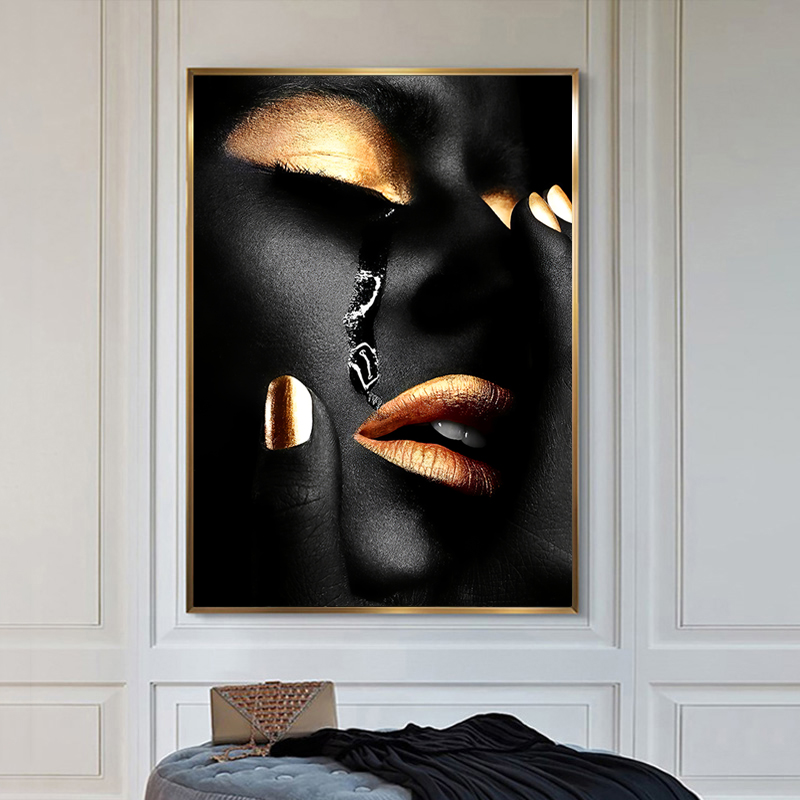 Crying Black Woman Canvas Painting Posters and Prints Modern Home Decor Canvas Wall Art Decoration Pictures Room Wall Painting