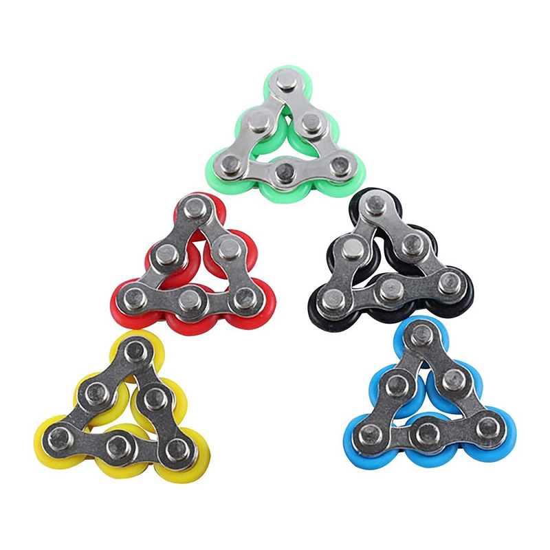 Fidget Toys 6 Knots Bicycle Roller Bike Chain Stainless Steel Metal Ring Anti Stress Relief Sensory Birthday Easter Gift for Adults Kids Children Boys