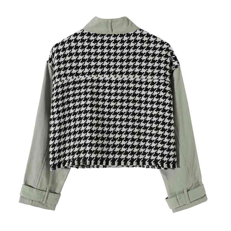 Vintage Women Patchwork Short Jackets Autumn Fashion Ladies Streetwear Coats Stylish Girls Oversize Outfits Chic 210430