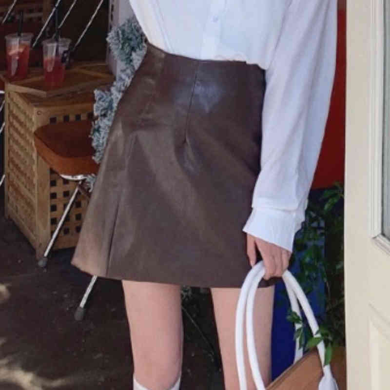 Nomikuma Sexy Split PU Leather Skirts Womens Summer New High Waist Skirt Korean Fashion Faldas Largas Mujer 6G949 210427
