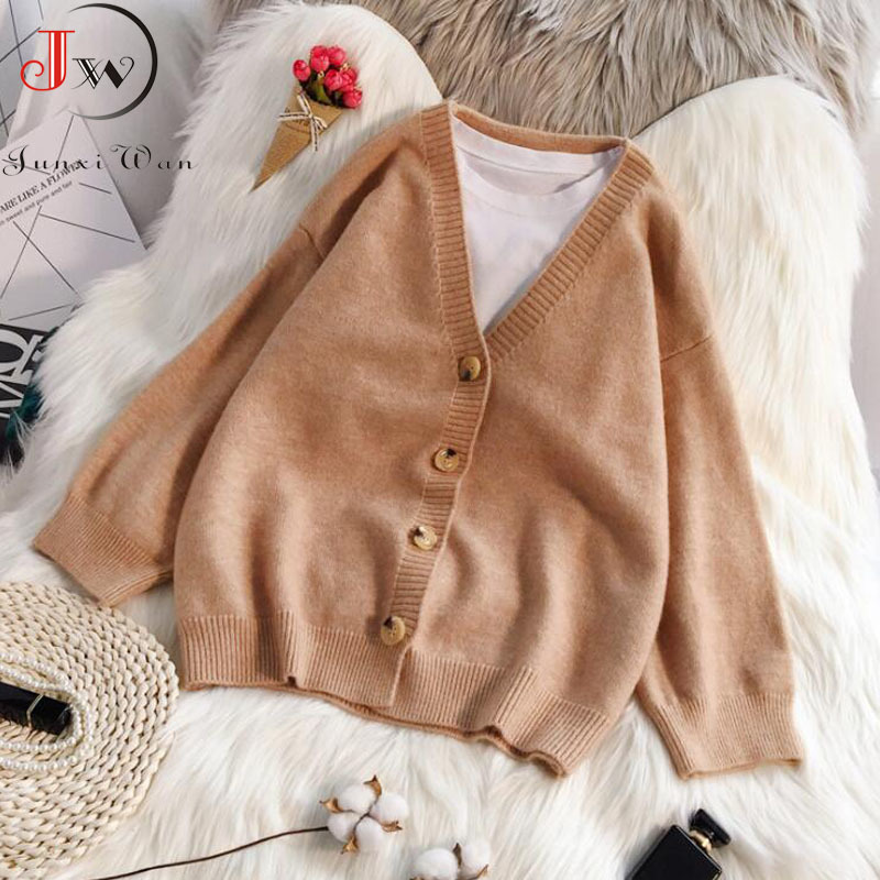 Women Long Cardigans Sweater Autumn Winter Knit Sweaters Coat Oversize Sleeve V Neck Loose Casual Thick Jacket Jumpers Pull 210510