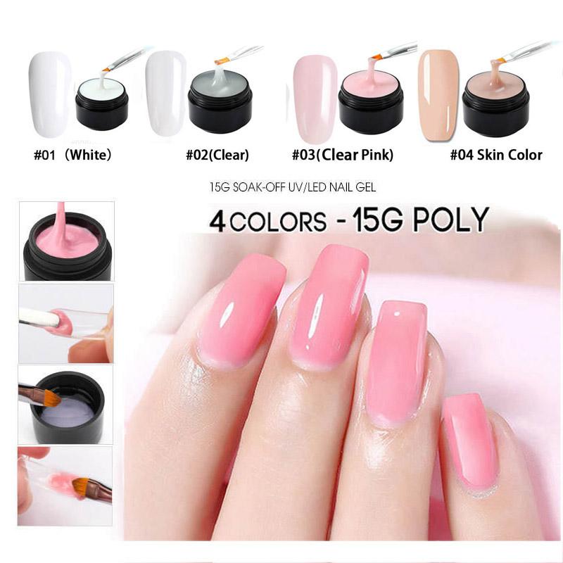 Nail Gel Round Box Polygels For Extension Quick Building 4 Colors Acrylic Art Crystal UV Resin Builder Poly