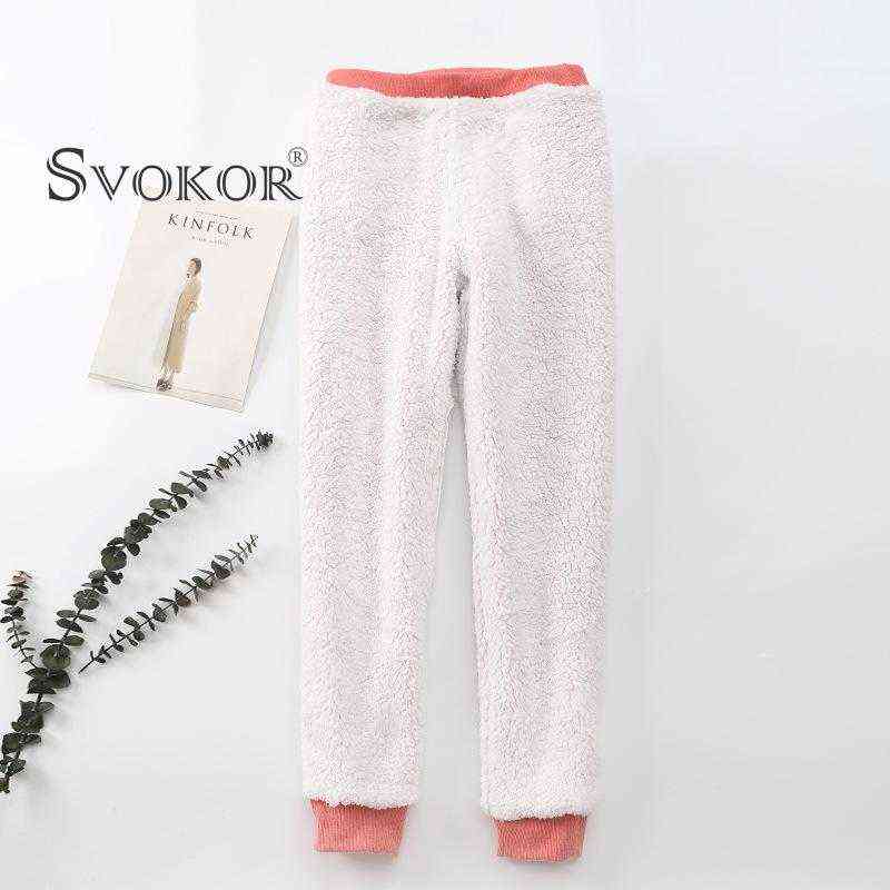SOKOR Women Winter Warm Pants Cashmere Velvet Thick Casual Cotton Trousers Straight Sports Harem Girl Cold-Resistant 211115