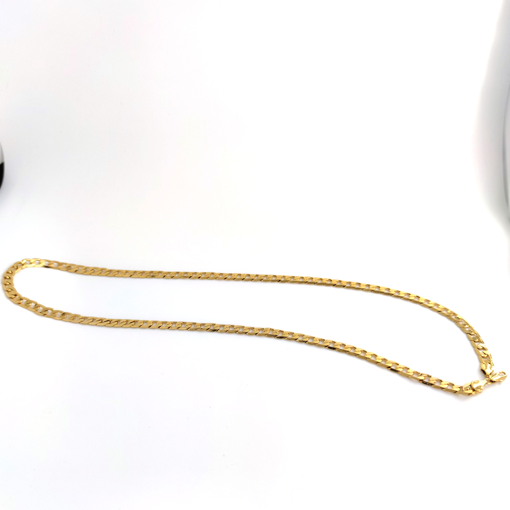 18K Solid Yellow GF Gold Curb Cuban Link Chain Necklace HipHop Italian Stamp AU750 Men039s Women 7mm 750 MM 75 CM long 29 INC