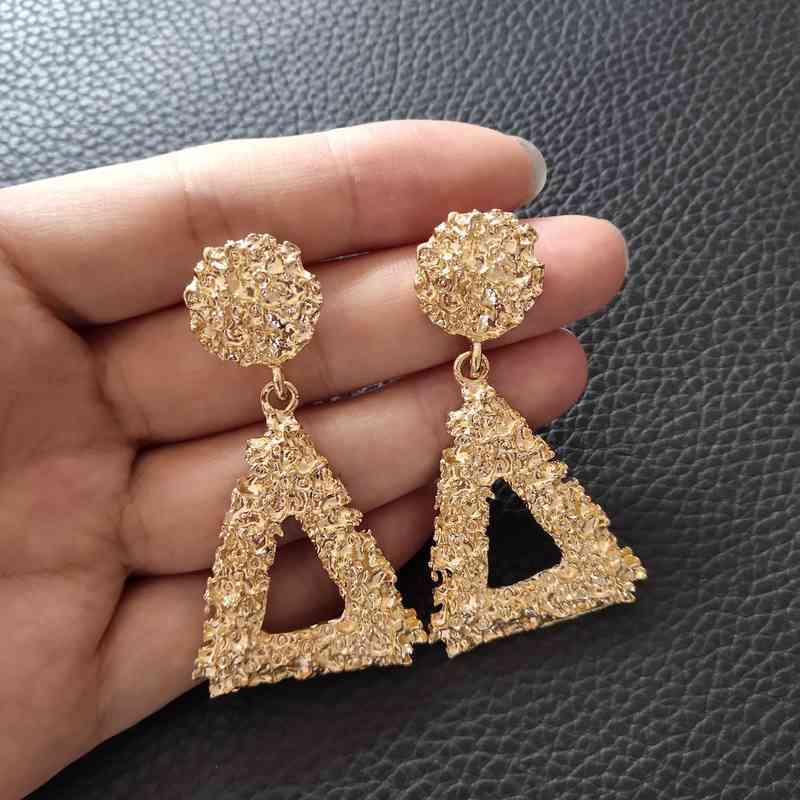 Charms Ear Stud Clip Rings Cool Style Personalized Metal in Summer Women's Fashion Trend Hollowed Out Triangular Geometric