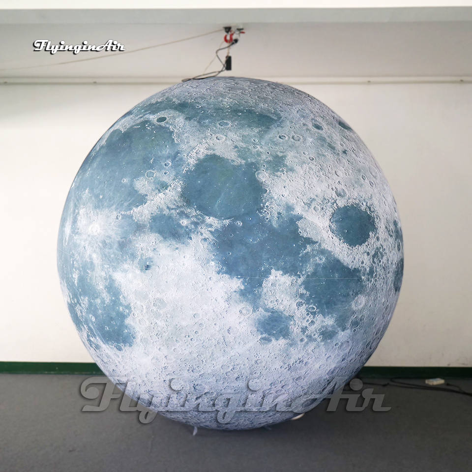 Personalized Lighting Inflatable Moon Planet Balloon Full Printing Globe Ball Hanging/Ground Air Blown Satellite Model For Concert And Club Party Deco