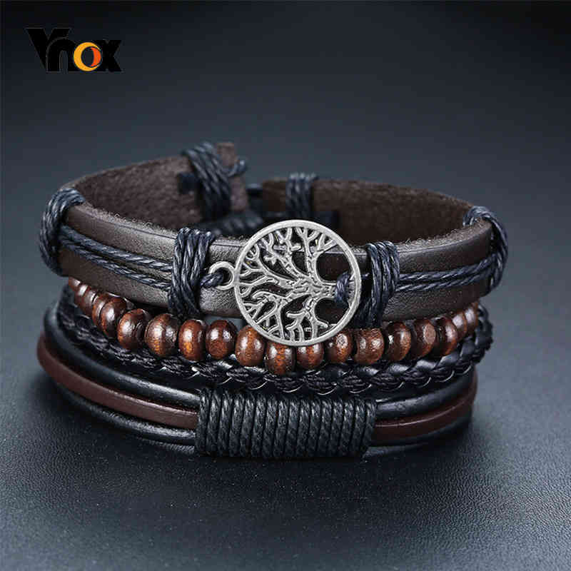 Vnox 4Pcs/ Set Braided Wrap Leather Bracelets for Men Vintage Life Tree Rudder Charm Wood Beads Ethnic Tribal Wristbands
Vnox 4Pcs/ Set Braided Wrap Leather Bracelets for Men Vintage Life Tree Rudder Charm Wood Beads Ethnic Tribal Wristbands