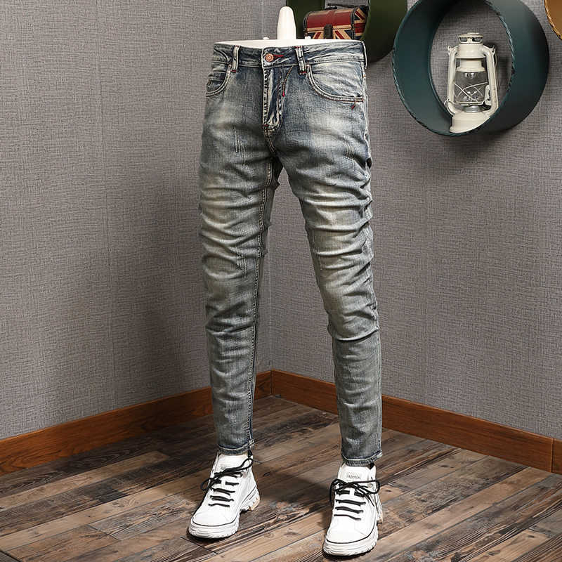 Italian Style Fashion Men Jeans High Quality Retro Vintage Designer Ripped for Slim Fit Elastic Cotton Denim Pants G15V, Retro yellow blue
Italian Style Fashion Men Jeans High Quality Retro Vintage Designer Ripped for Slim Fit Elastic Cotton Denim Pants G15V, Retro yellow blue