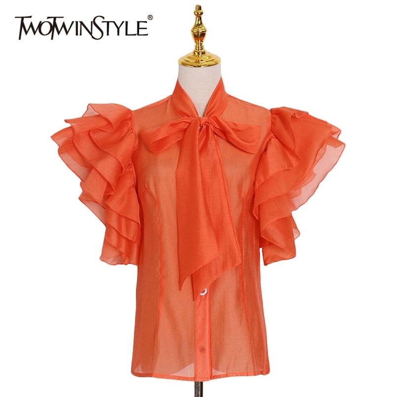 Elegant Patchwork Ruffle Shirt For Women Bow Collar Short Sleeve Casual Solid Blouse Female Fashion Clothing 210524, Black
Elegant Patchwork Ruffle Shirt For Women Bow Collar Short Sleeve Casual Solid Blouse Female Fashion Clothing 210524, Black