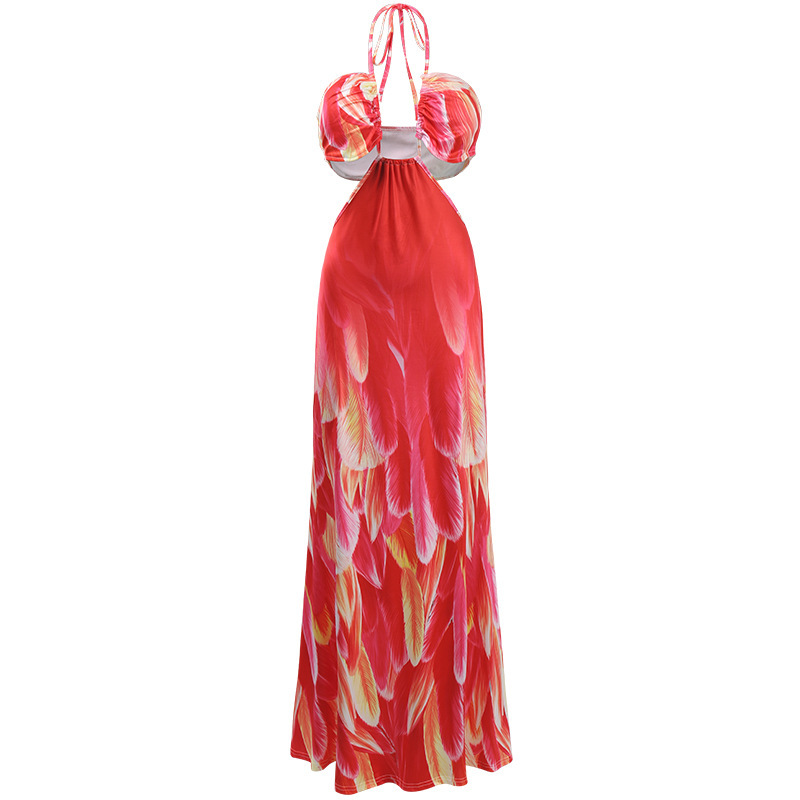Women Dress Printed Bohemia es Sexy Long Print Floral Maxi Deep V Neck Backless Beach es Summer 210513