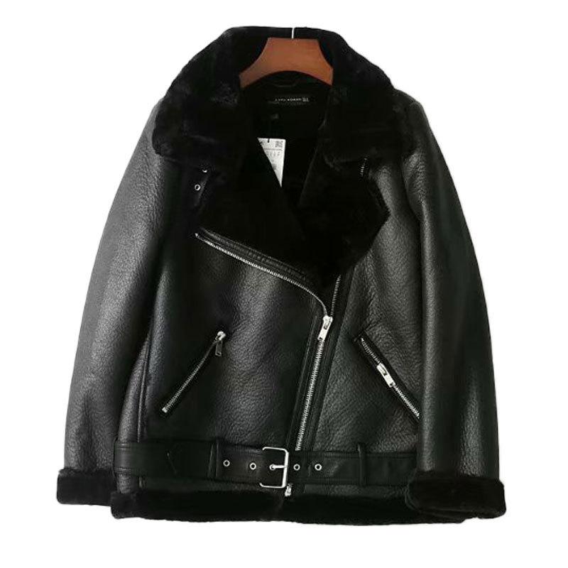 Women's Leather & Faux 2021 Fur Long Sleeved Loose Belt Warm Women Jacket Lamb Wool Winter Thickened Locomotive Zip Lapel Female Chic PU Coa, Black
Women's Leather & Faux 2021 Fur Long Sleeved Loose Belt Warm Women Jacket Lamb Wool Winter Thickened Locomotive Zip Lapel Female Chic PU Coa, Black