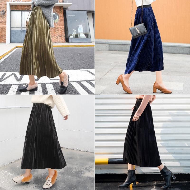 Skirts Fashion Golden Velvet Skirt Female Elastic Waist 2021 Autumn Winter Korean Style Long High-waisted Pleated Women, Black
Skirts Fashion Golden Velvet Skirt Female Elastic Waist 2021 Autumn Winter Korean Style Long High-waisted Pleated Women, Black