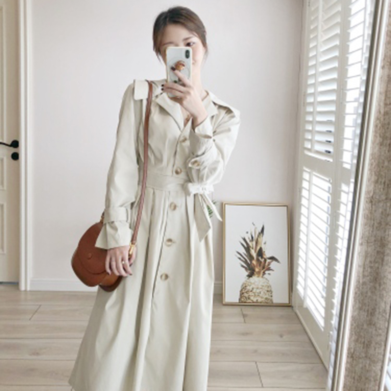 Spring Autumn Korean Style Maxi Long Women's Loose Trench Coat With Belt Windbreaker Outwear High Quality Dress D532 210512