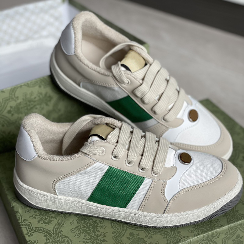 Luxury Leather Screener Woman Sneaker shoes Fashion Classic Distressed Dirty Trainers with Web Green Red Stripe Mens Casual Shoe Top Quality 320, Color 1
Luxury Leather Screener Woman Sneaker shoes Fashion Classic Distressed Dirty Trainers with Web Green Red Stripe Mens Casual Shoe Top Quality 320, Color 1