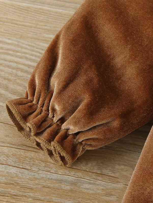 Baby Glitter Star Ruffle Trim Velvet Jumpsuit With Headband SHE