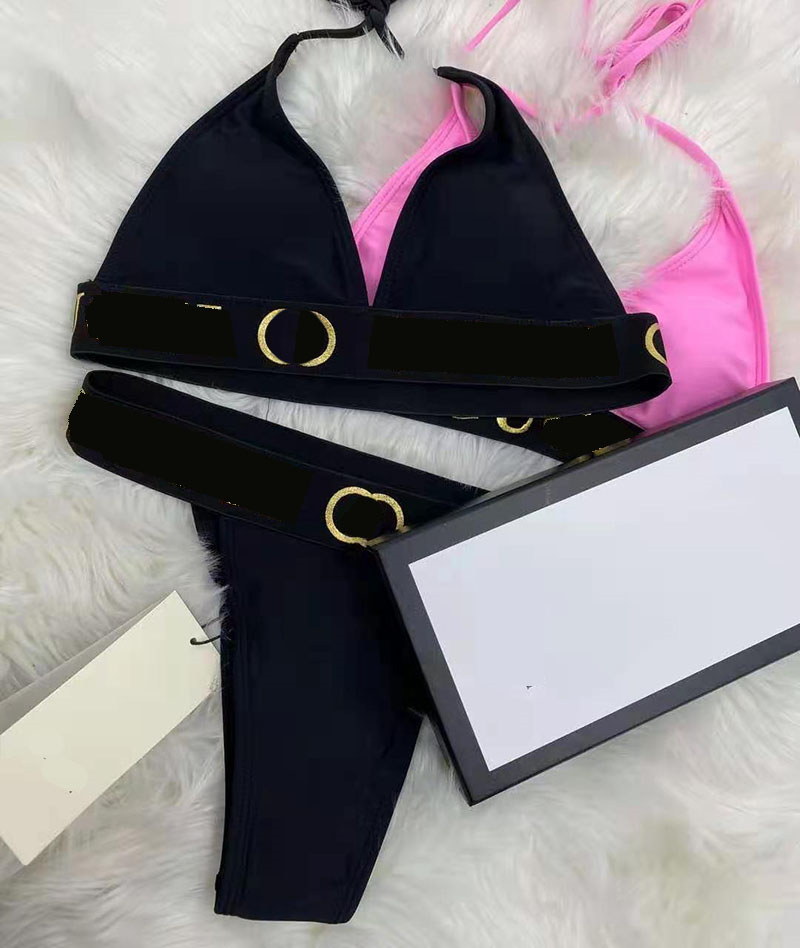 Vintage Letters Bikinis Womens Pink Black High Waist Swimsuit Latest Sexy Split Halter Bathing Suit Fashion Swimwear
Vintage Letters Bikinis Womens Pink Black High Waist Swimsuit Latest Sexy Split Halter Bathing Suit Fashion Swimwear