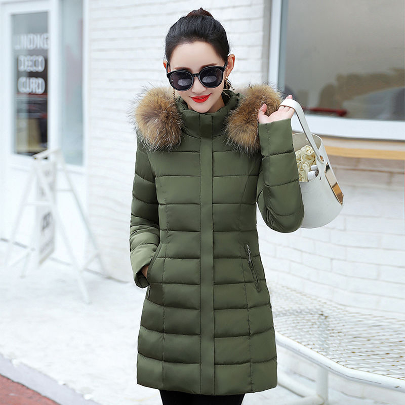 Korea Fashion Women Slim Parkas Warm Thicken Cotton Long Coat Hooded Ladies Winter Coats Lady Jackets Plus Size D254 210512