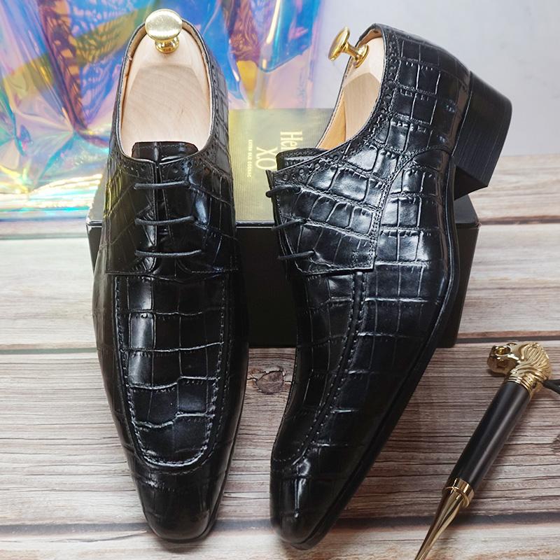 Dress Shoes Luxury Men Leather Lace Up Crocodile Prints Pointed Formal Black Brown Business Office Wedding
Dress Shoes Luxury Men Leather Lace Up Crocodile Prints Pointed Formal Black Brown Business Office Wedding