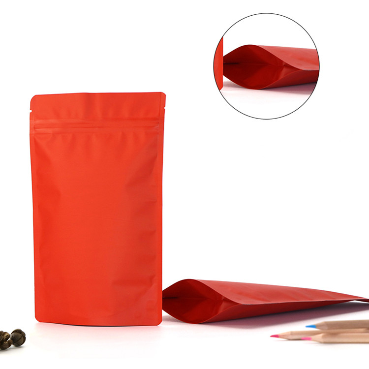 Stand up Thick Matte Red Aluminum Foil Zip Lock Bags Resealable Ground Coffee Powder Nuts Tea Snack Chocolate Wedding X-mas Gifts Logo Printing Packag