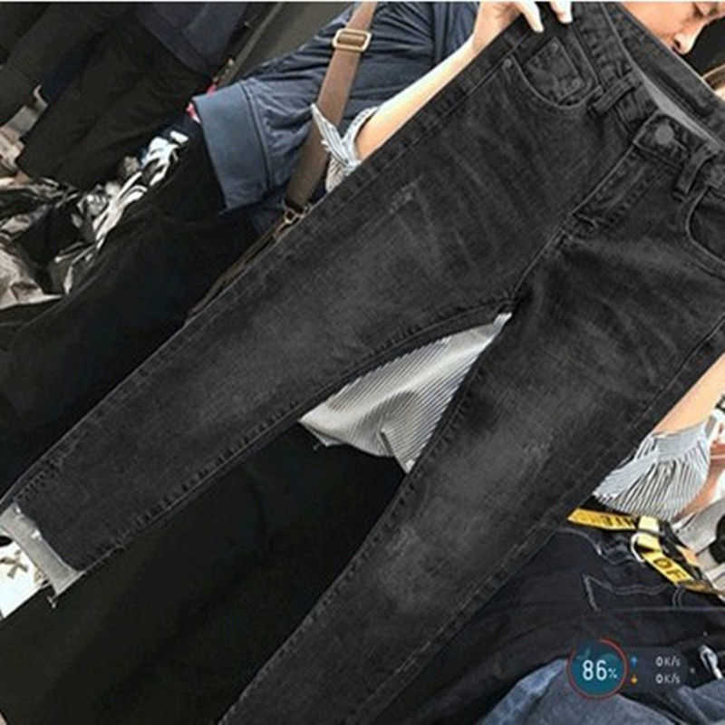 Woman Jeans Pants Large Size Women's Clothing Summer Pants High Waist Stretch Broken Holes Pants Pantalones Vaqueros Mujer H0908