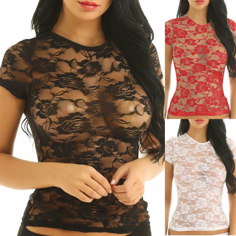 Short-sleeved Top T-Shirt Lace See-Through Short Sleeve Crop Tops Casual T Shirt Women's Sheer Mesh, Red
Short-sleeved Top T-Shirt Lace See-Through Short Sleeve Crop Tops Casual T Shirt Women's Sheer Mesh, Red