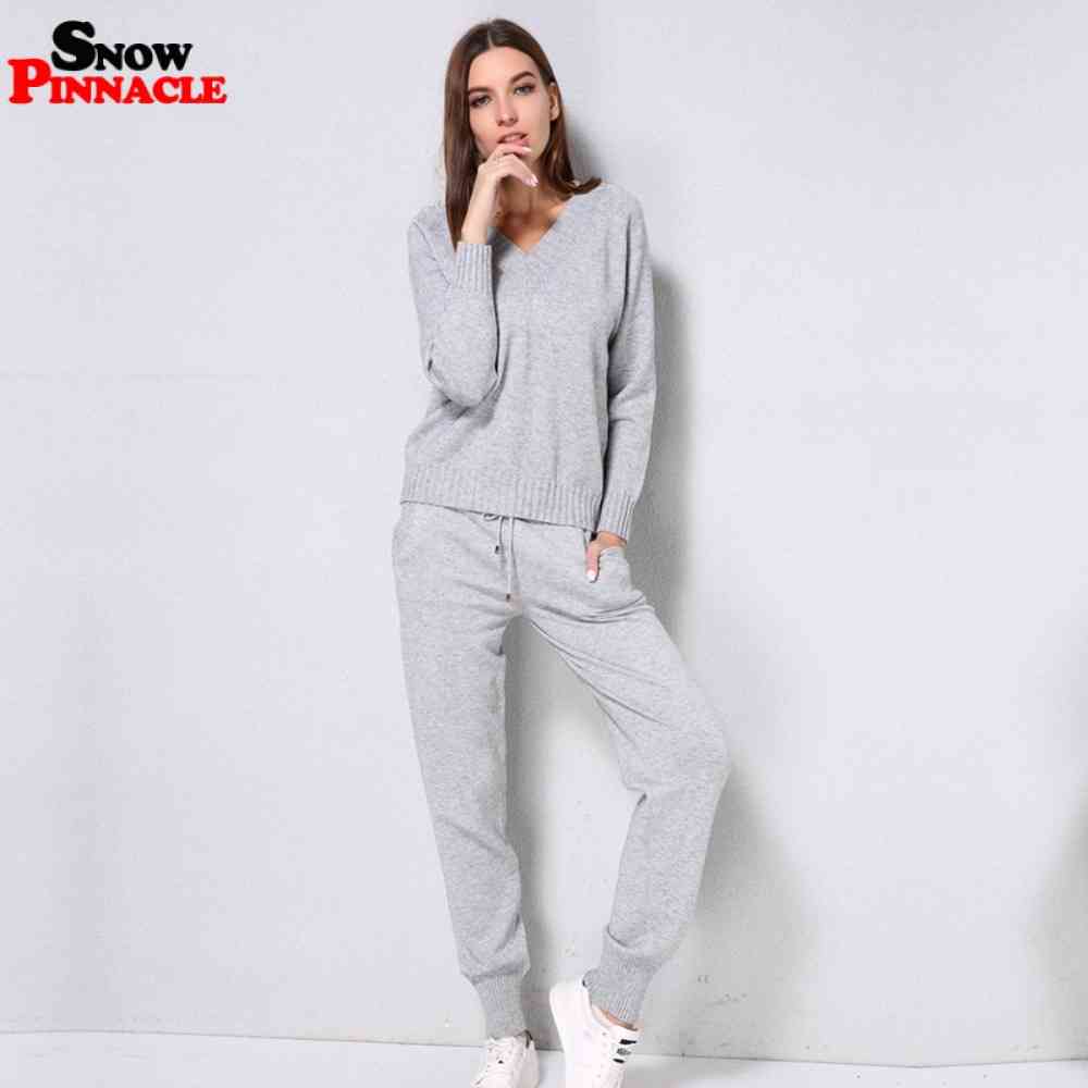 Women sweater suit and setsCasual Knitted Sweaters Pants 2PCS Track Suits Woman Casual Trousers+Jumper Tops Clothing Set 210524