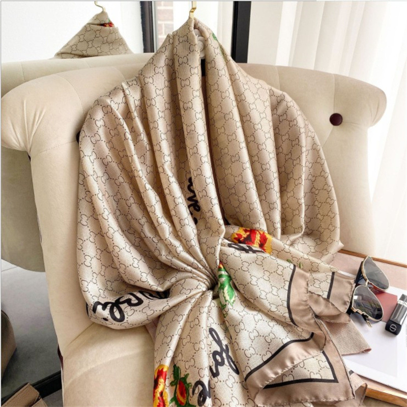 Shawls Womens Sunscreen Shawl Korean-Style Letter Printing Artificial Silk Decorative Travel Female Summer Satin Scarf No. 3
Shawls Womens Sunscreen Shawl Korean-Style Letter Printing Artificial Silk Decorative Travel Female Summer Satin Scarf No. 3