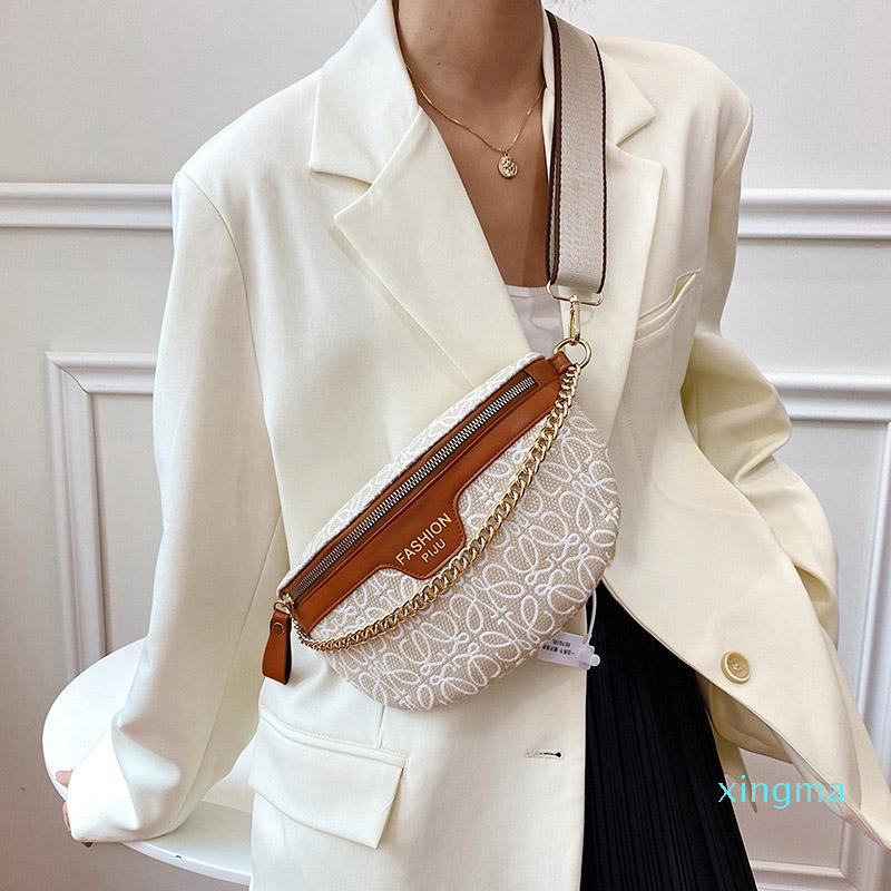 Waist Bags Women Bag Canvas Printing Fanny Pack Fashion Simple Brand Crossbody Chest Ladies Chain Female Belt