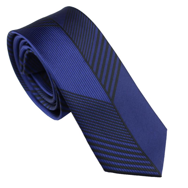 Bow Ties Coachella Blue With Black Stripe Novelty Necktie Microfiber Men Skinny Tie 6CM