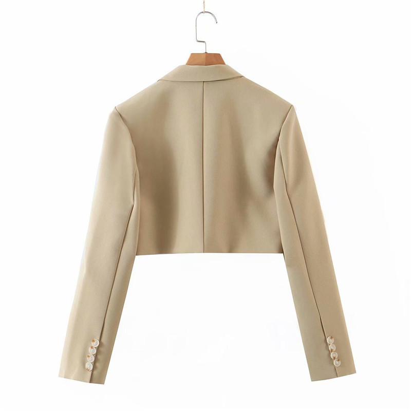 spring lapel one button short suit jacket crop top blazer mini skirt fashionable two-piece women 210514