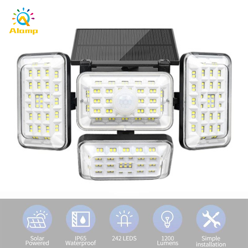 Solar Lamp Rotatable 4 Sides 242 LED Outdoor Sunlight PIR Motion Sensor 300 Wide Angle Waterproof Garden Wall Lights for Porch Park Street Store
Solar Lamp Rotatable 4 Sides 242 LED Outdoor Sunlight PIR Motion Sensor 300 Wide Angle Waterproof Garden Wall Lights for Porch Park Street Store