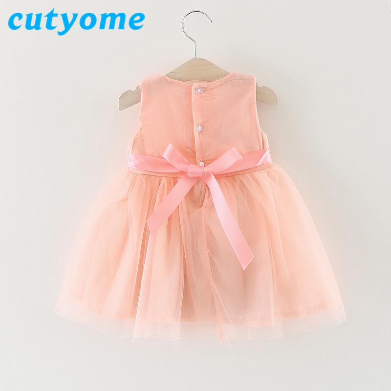 Girl's Dresses 0-4 Years Old Baby Girls Lace Dress Toddler Kids Rose Flower Princess Tutu Party Summer White Sundress Children Clothes