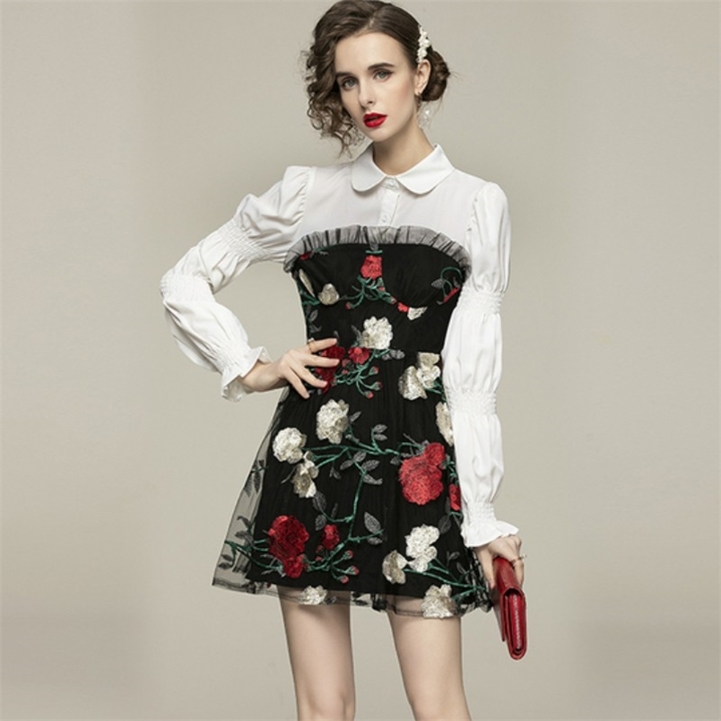 Fashion Runway Elegant Puff Sleeve Mini Dress Women Fake Two-Piece Sweet Flowers Mesh Patchwork Party 210519, Photo color
Fashion Runway Elegant Puff Sleeve Mini Dress Women Fake Two-Piece Sweet Flowers Mesh Patchwork Party 210519, Photo color