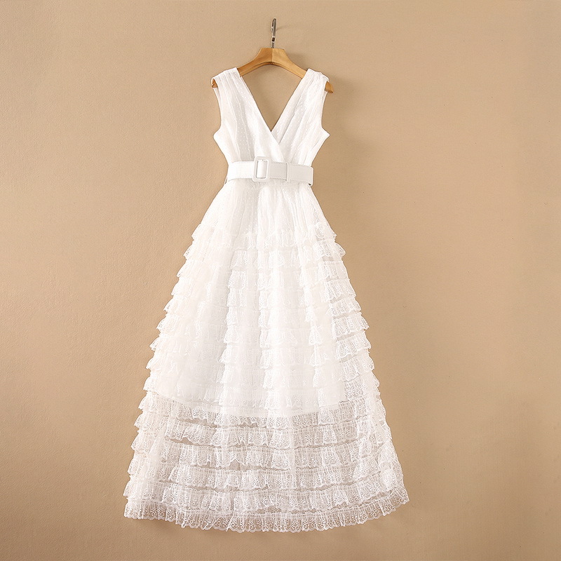 Europe and the United States women' clothing New Summer 2021 Sleeveless V-neck belt with polka-dot mesh Fashion dress, White
Europe and the United States women' clothing New Summer 2021 Sleeveless V-neck belt with polka-dot mesh Fashion dress, White