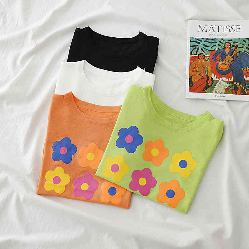 T-shirts Women Sun Flower O-Neck Loose Style Short Sleeve Embroidered T-Shirts Knitted Tees For 210518, Green
T-shirts Women Sun Flower O-Neck Loose Style Short Sleeve Embroidered T-Shirts Knitted Tees For 210518, Green
