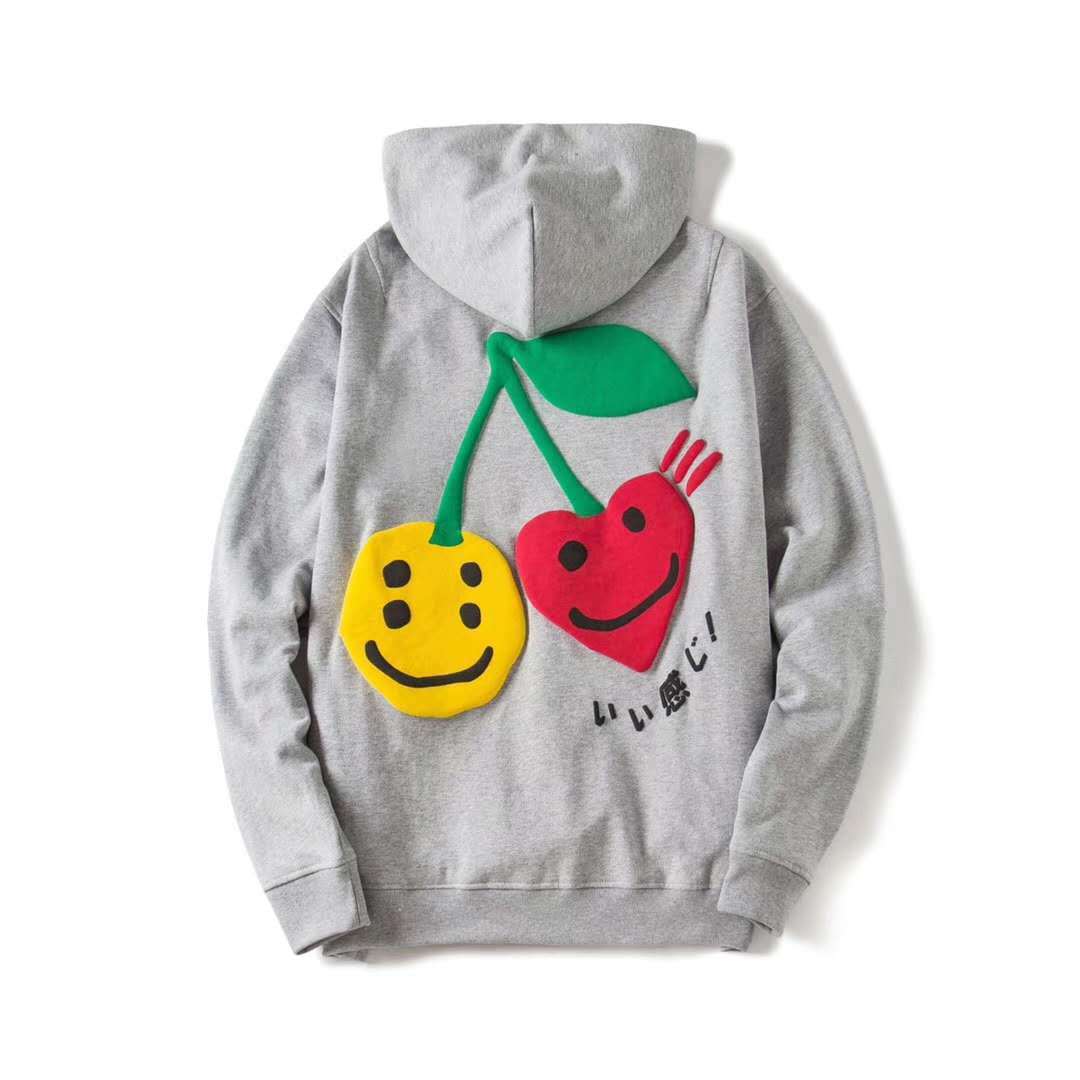 Cpfm human made cherry smiley face foam printed high street Pullover Hoodie, Black
Cpfm human made cherry smiley face foam printed high street Pullover Hoodie, Black