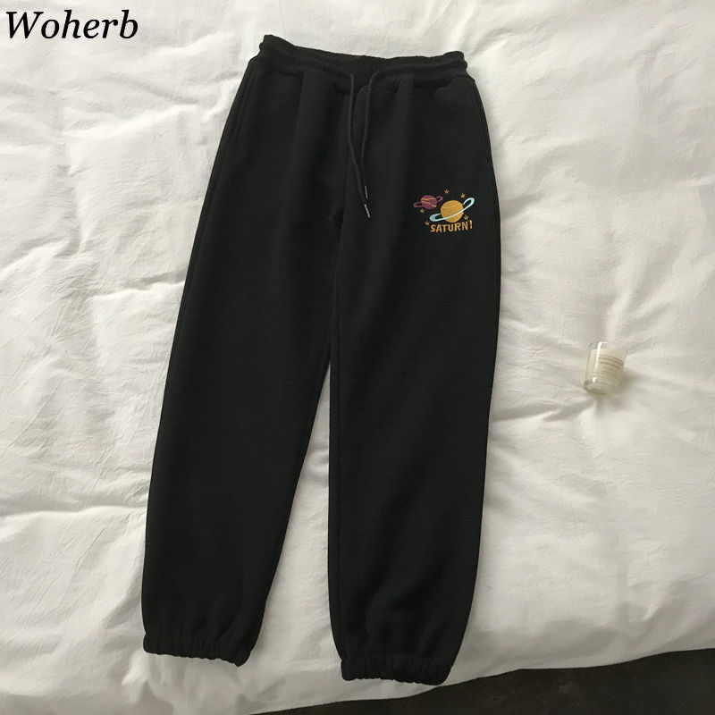 Korean Style Embroidery Harem Pants Women Casual Loose Thick Sweatpants Autumn Winter Trousers Female Fashion 91382 210519